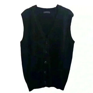 Thom Sweeney Wool Button Black Vest Size Large